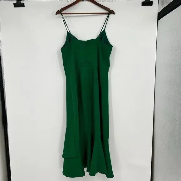 Banana Republic Kelly Green sleeveless flounce hem midi dress size 12 TALL - Picture 3 of 8